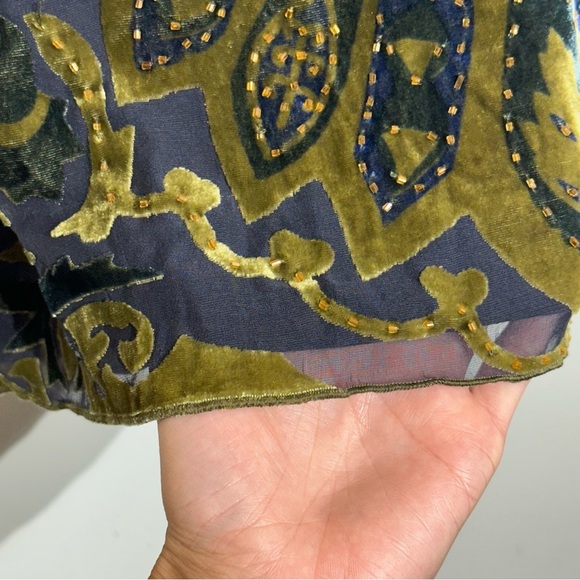 HALE BOB Velvet Burnout Long Sleeve  Silk Dress With Beads Size M - Picture 5 of 15